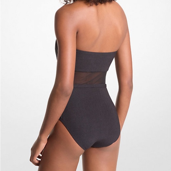 MICHAEL KORS BANDEAU ONE PIECE SWIMSUIT- RIB & MESH NWT - Picture 4 of 8